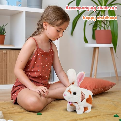 Miniatura 4 de Easfan Conejo de peluche interactivo saltando con orejas saltadoras, orejas saltadoras, nariz en movimiento, juguete educativo de peluche para