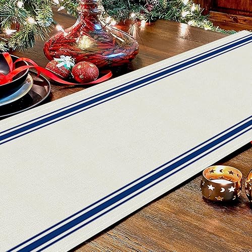 Miniatura 10 de Camino de mesa de Navidad a rayas simples para invierno, Navidad, hogar, cocina, comedor, decoración de mesa de 13 x 72 pulgadas