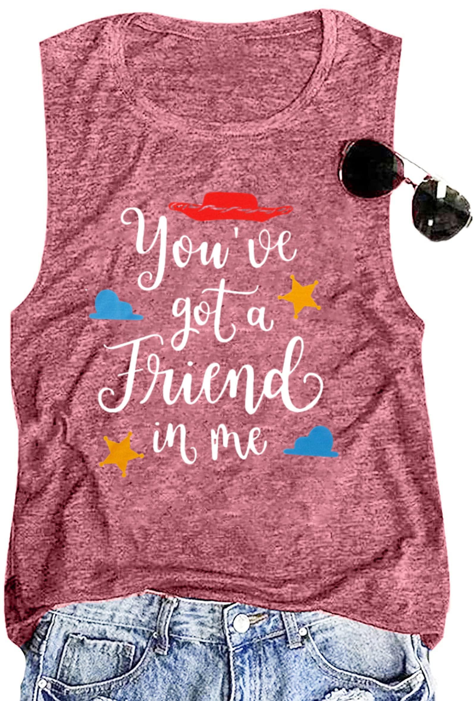 SUPEYA Youve Got A Friend in Me Tank Top for Women Funny Letter Print Shirt Cute Graphic Short