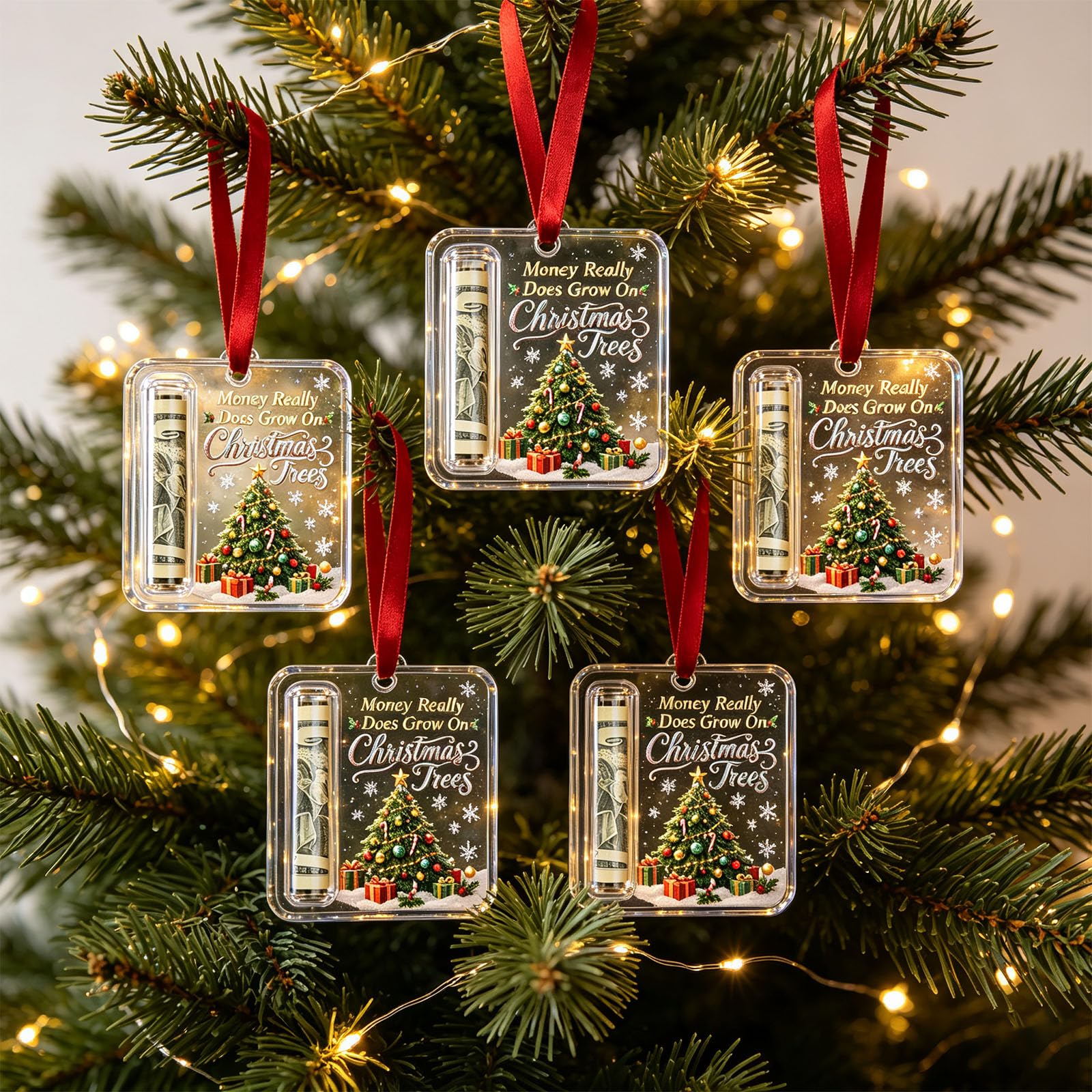 5PCS Christmas Tree Money Holder Decoration: Money Grows on Trees