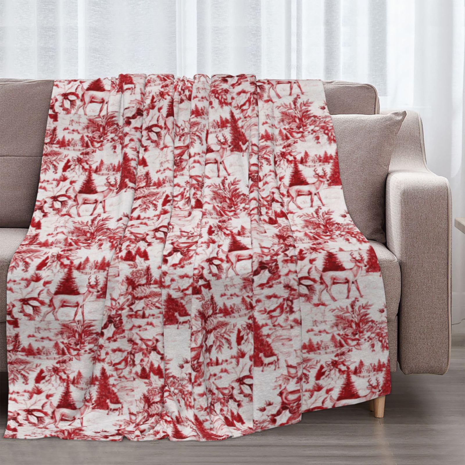 Couverture en flanelle avec imprimé ours et cerfs - 177,8 x 203,2 cm - Chaude et confortable - Pour l'hiver - Pour camping ou voyage