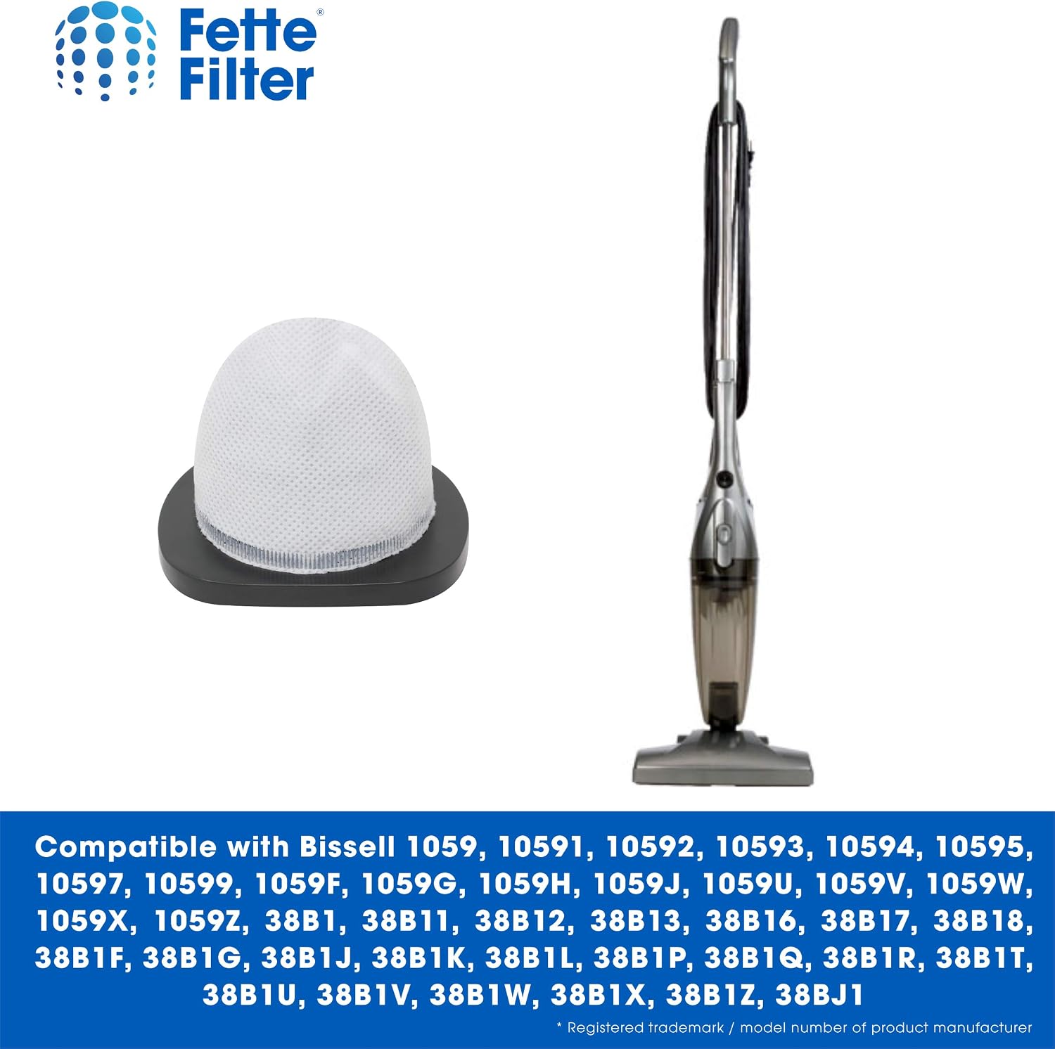 Fette Filter – Vacuum Filter Compatible with Bissell 3-in-1 Stick Vacuums. Compare to Part # 2037423, 203-7423 (4-Pack)