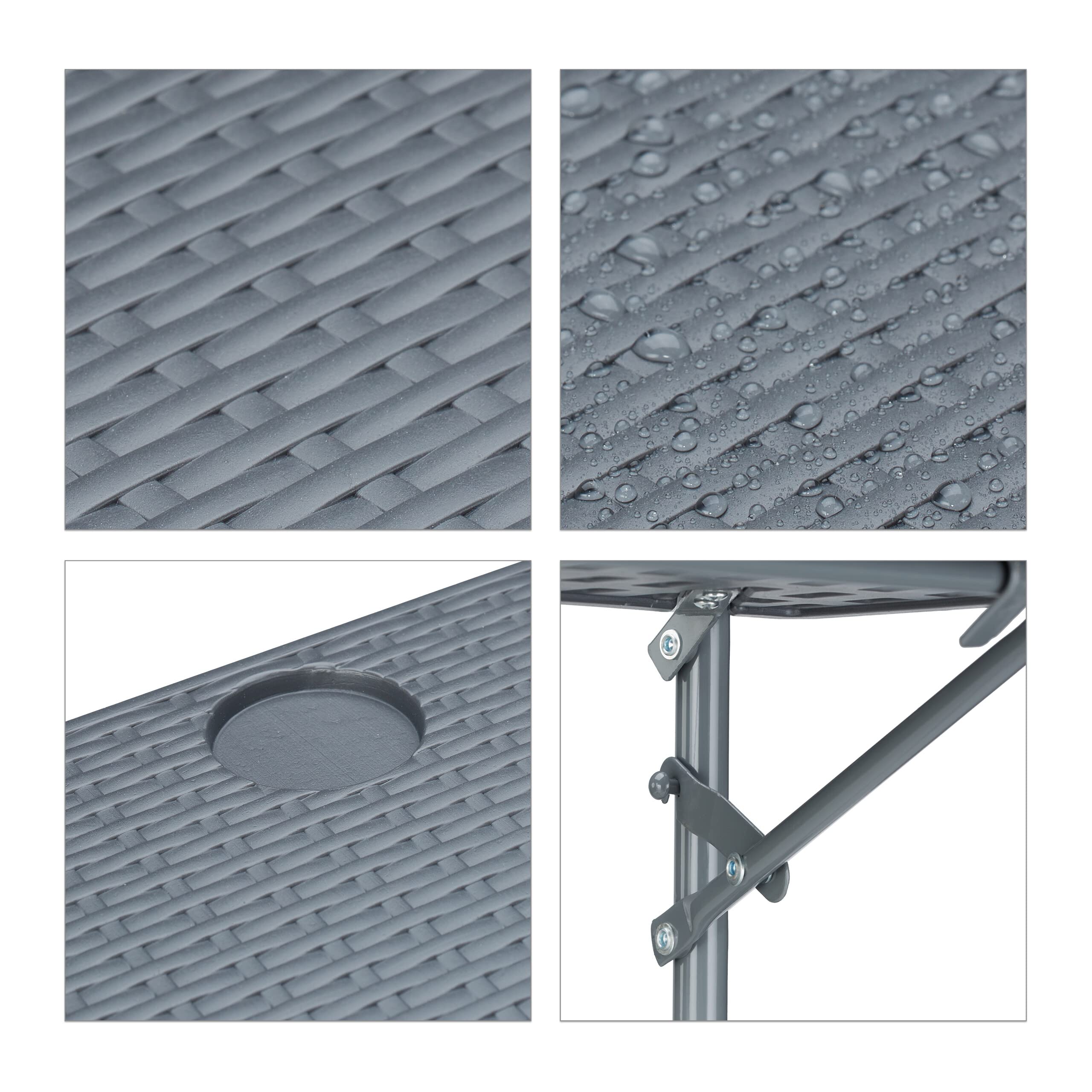 Relaxdays Tavolino da Balcone Pieghevole, 59,5 x 63 cm, Mini Tavolo Appeso, Regolabile in Altezza, Salvaspazio, Grigio