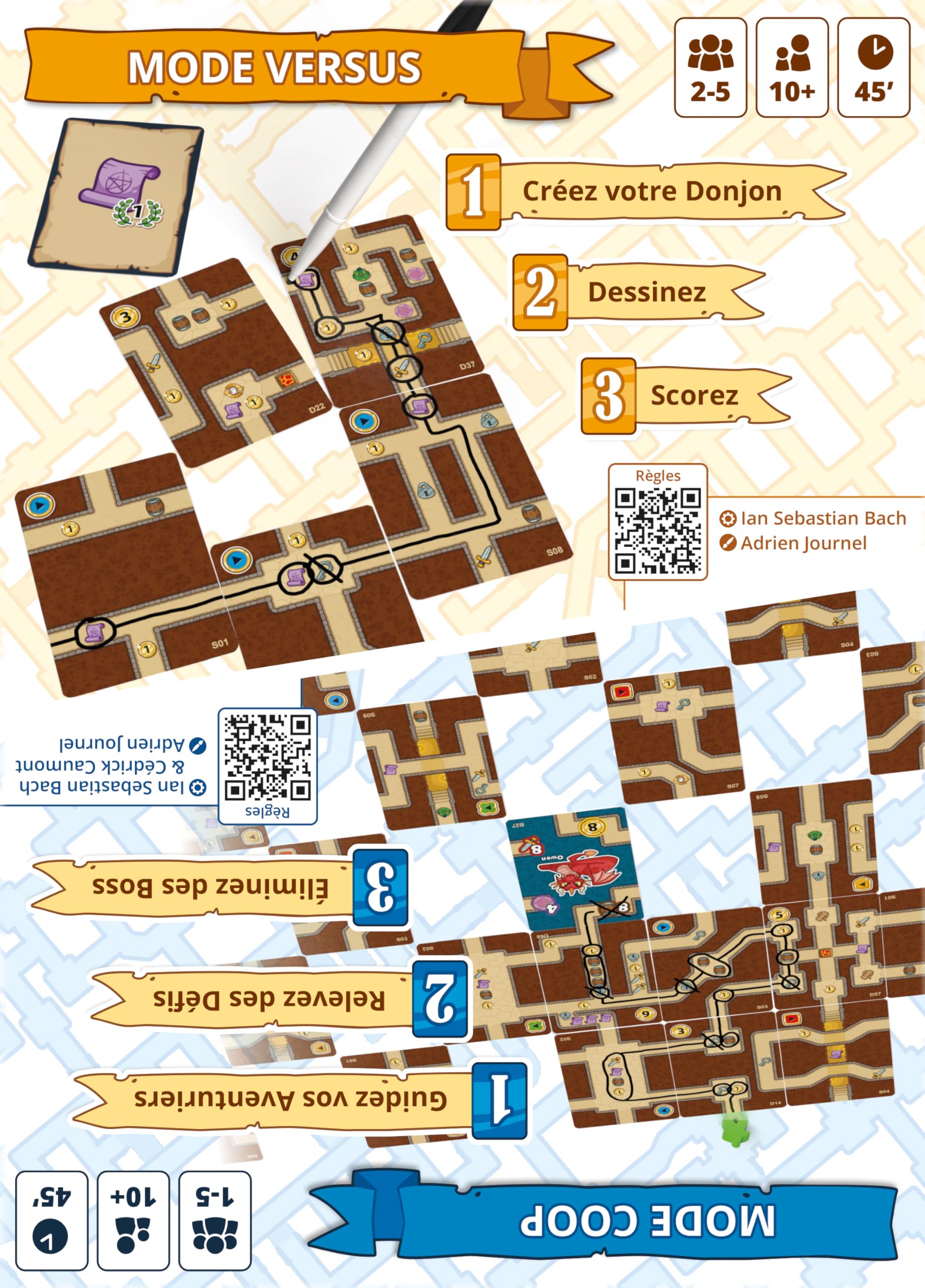 Asmodee Map Masters – Captain Games – Karten- und Zeichenspiel – kooperativ oder kompetitiv – Abenteuer Dungeon – ab 10 Jahren – 1 bis 5 Spieler – 45 Minuten – französische Version