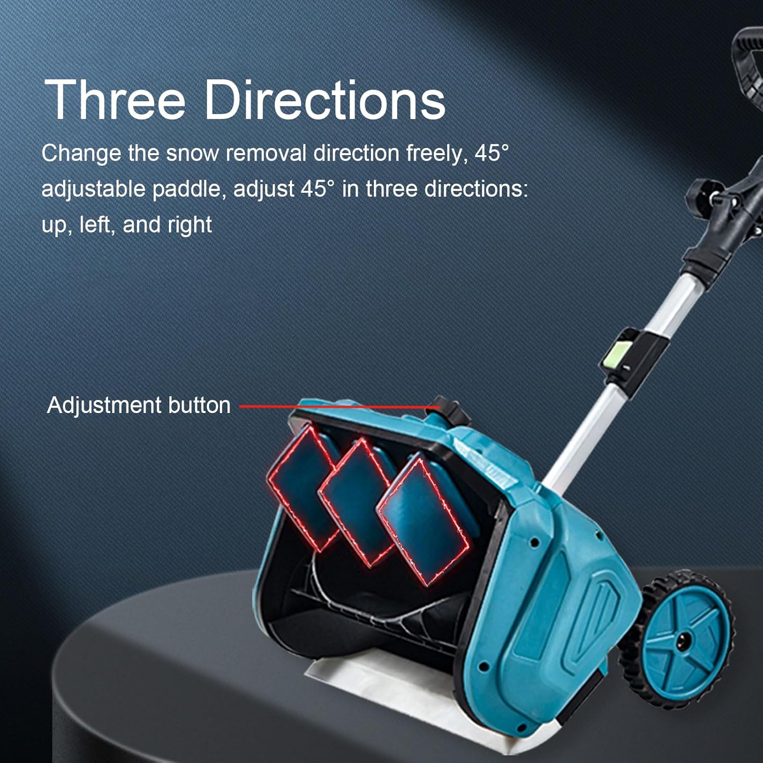 Cordless Snow Blower,Portable Electric Power Snow Thrower, Adjustable Direction Removal with Wheels for Driveway Road Walkways 2x3000mAh Battery (1)