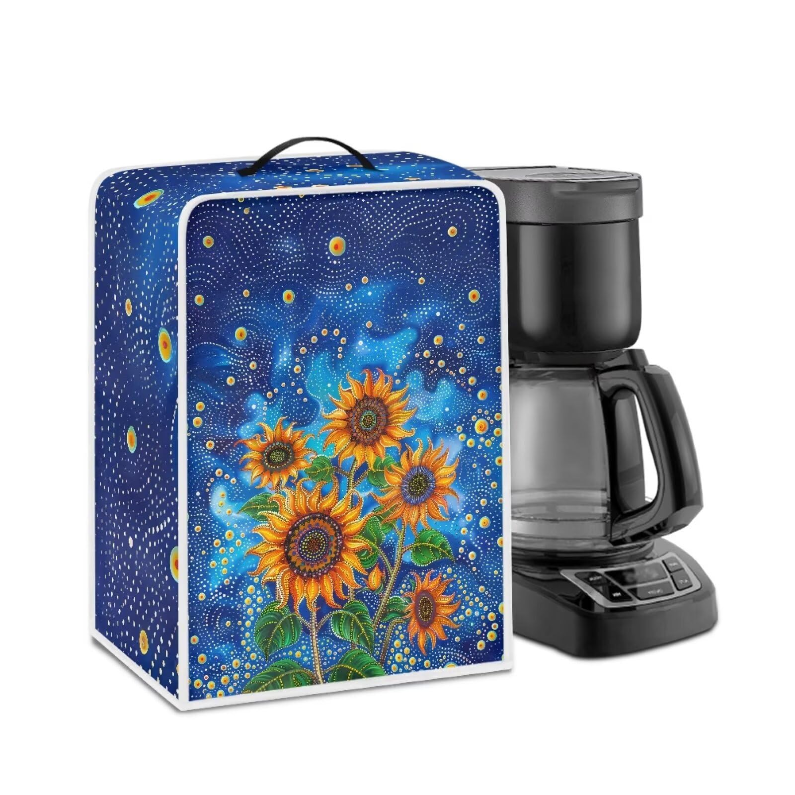 Coffee Machines Covers - Dust Resistant Protective Covers For Coffee Makers, Blender, Mixer, Juice Machine - Dust Proof, Washable Sunflowers Pattern Blue