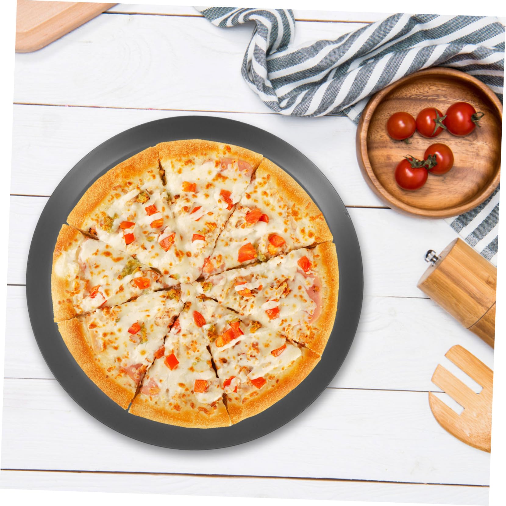 Teglia Pizza Rotonda in Lega di Alluminio con Perforati Antiaderente Resistente e Facile da Pulire per Cottura Uniforme di Pizza e Dolci