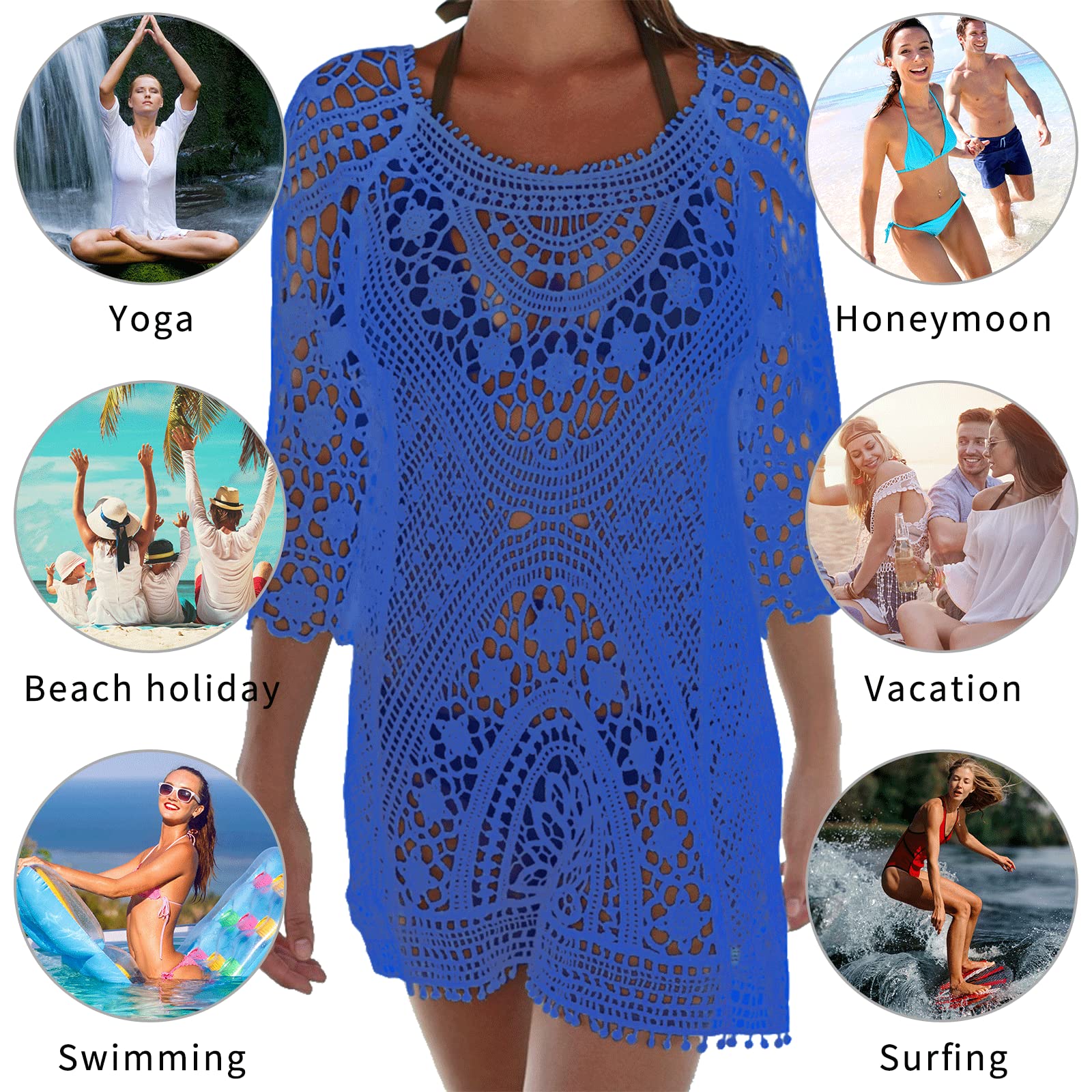 EDOTON Costumi Interi da Bagno per Donna, Costume da Bagno Bikini in Crochet con Pizzo Aperto