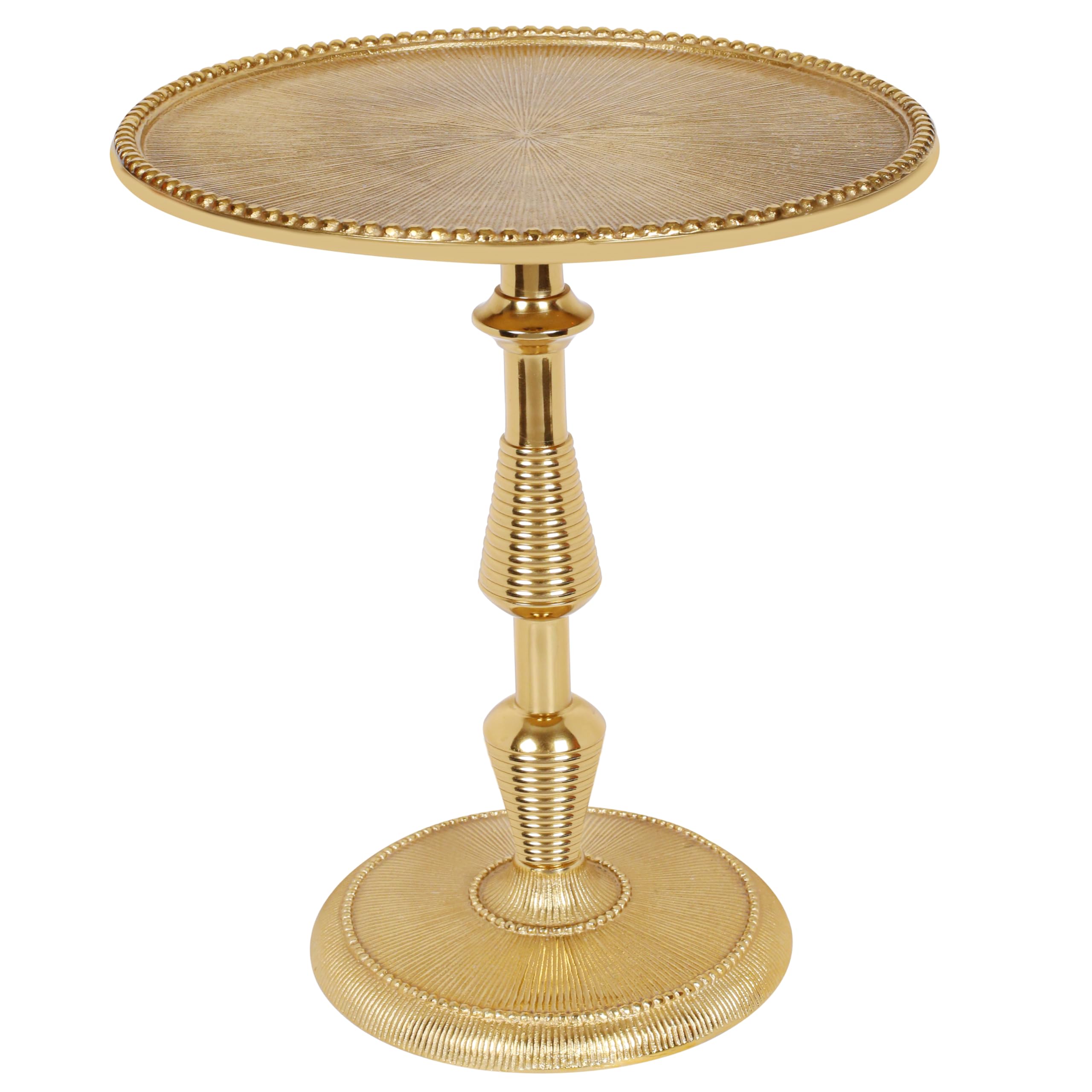 CLEENTABLE Round Gold End Table, Metal Pedestal, 15x21