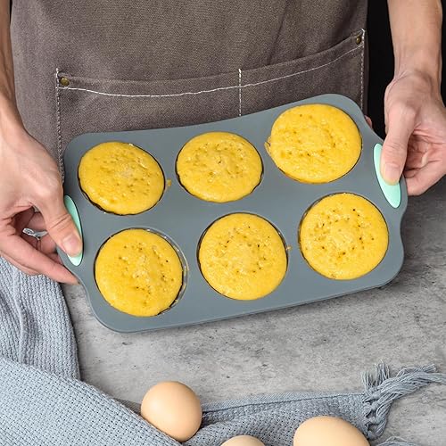 Miniatura 7 de Silicone Muffin Pans 2PCS 6-Cavity Food-Grade Cupcake Molds for Baking Nonstick Easy Demold Donut Pans, Dishwasher & Oven Safe