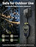 Techbee Repeat Cycle Timer Plug Outlet, 15A 1HP | 1 s to 999 h Interval, Short/Long On-Off, Countdown, Light Sensor, Waterproof for Outdoor