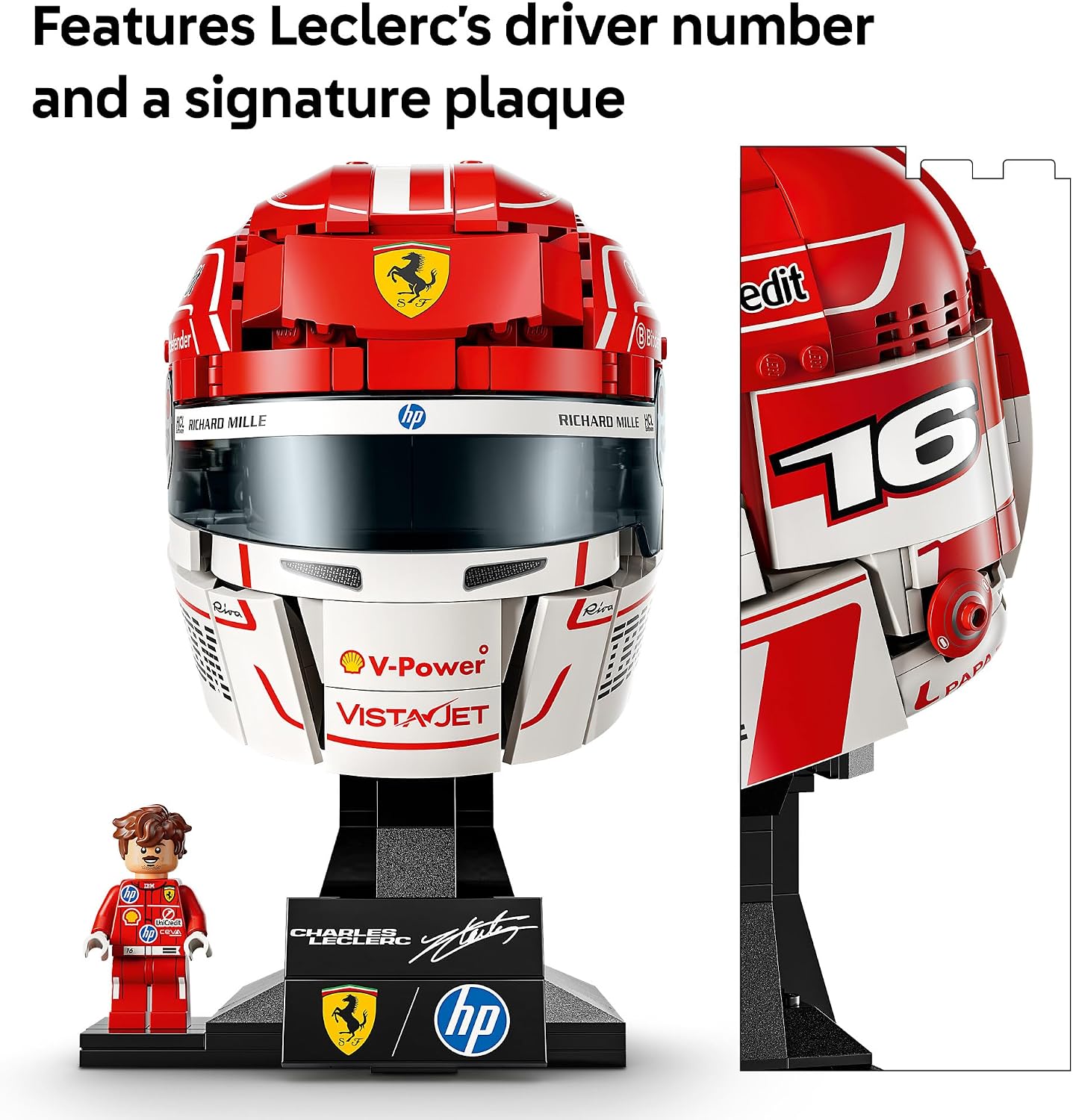 LEGO Editions Scuderia Ferrari HP Charles Leclerc Helmet - Building Set for Teens, Ages 14+ - Collectible F1 Display - Bedroom or Home Office Decor - Gift for Formula 1 Fans - 43014