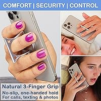 Vista 2 de Soporte de anillo para teléfono con mango de 3 dedos, cómodo y delgado, de metal duradero, ideal para soportes magnéticos de auto 4 en 1