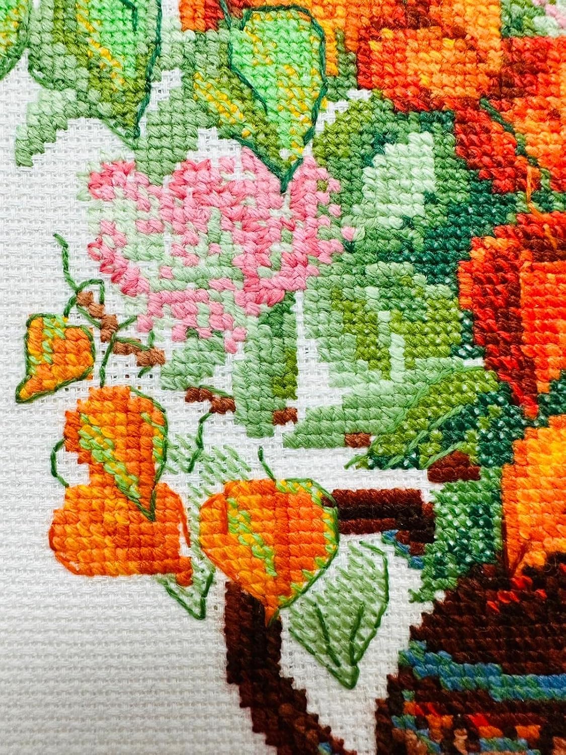 RIOLIS - Bouquet with Physalis 2086, Cross Stitch Kits 8¼" x 11¾", Cross Stitch Kits for Beginners & Advanced, Crossstitching Kit Adult, Embroidery Counted Stitching Kit