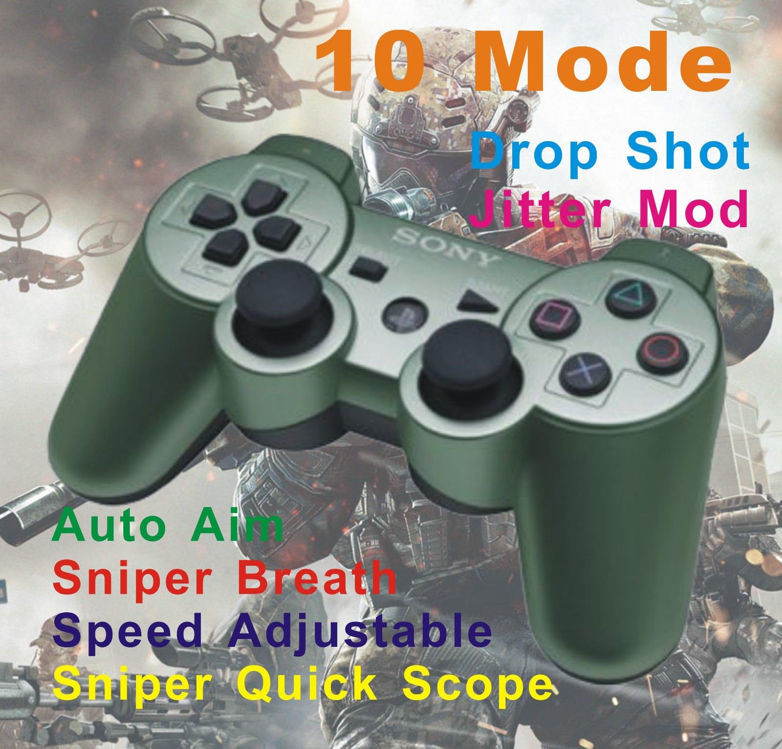 New Jungle Green Sony PS3 Rapid Fire Modded Controller 10 mode For MW2