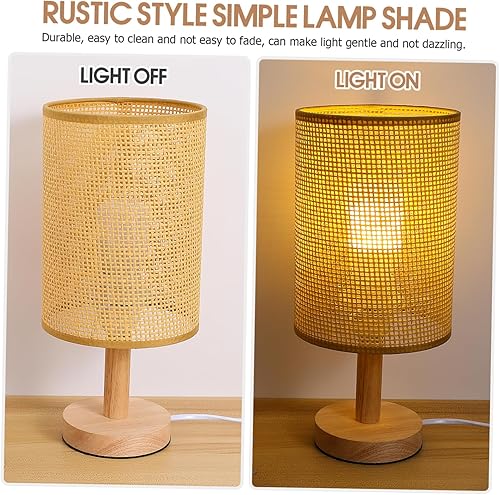 Miniatura 7 de Pantalla pequeña de ratán E27 de repuesto de pantalla de lámpara colgante bohemia, cubiertas de luz cilíndrica, pantalla tejida para lámparas de