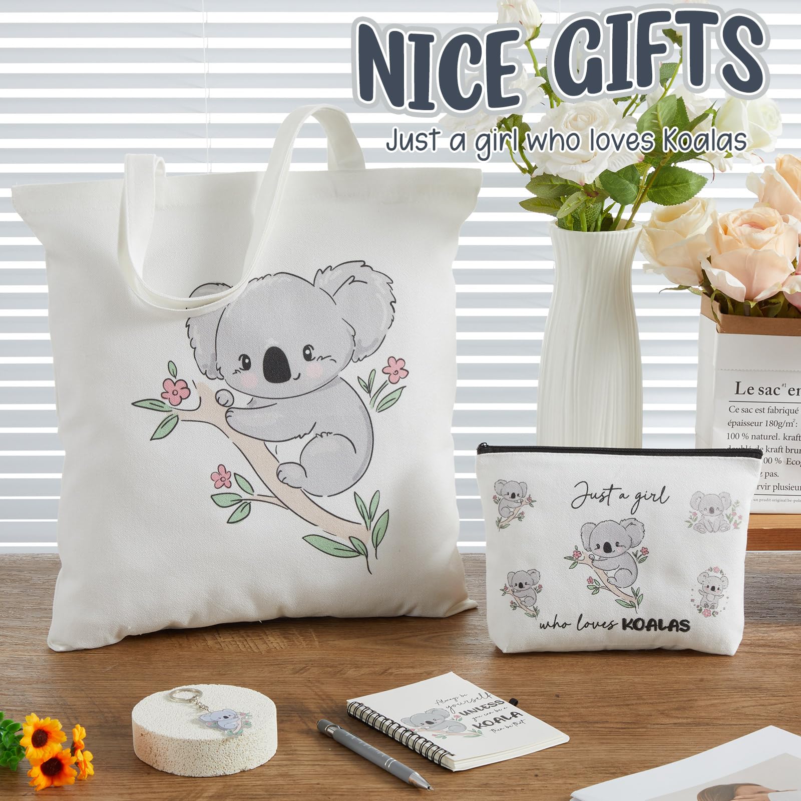 Kinlop 5 piezas de regalos de caballo para mujer, incluye Just a Girl Who Loves Horses, bolsa de lona para cosméticos, llavero y bolígrafo para mujeres y niñas, Varios colores