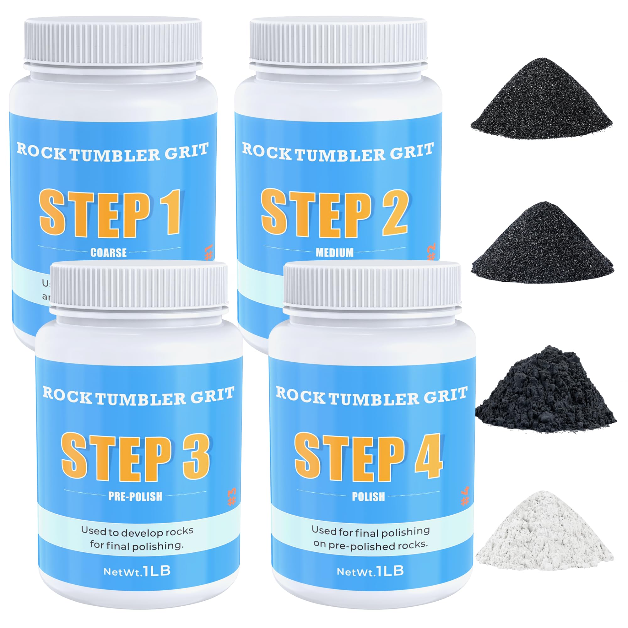 Rock Tumbler Grit and Polish Refill Kit - 6 Pounds, Value Pack, Ideal for Up to 40 lbs. of Rocks, 4-Step Tumbling Media, Compatible with Any Rock Polisher, Better Results