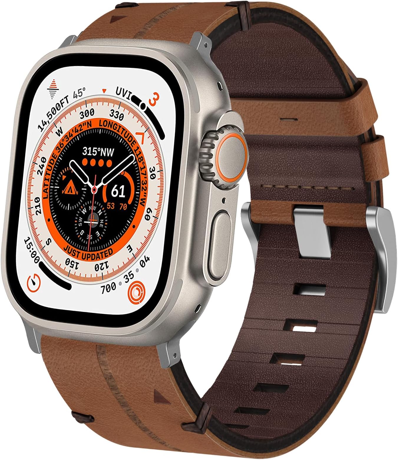 TOPsic Leather Strap Apple Watch Ultra 49mm, Genuine Leather Wristband