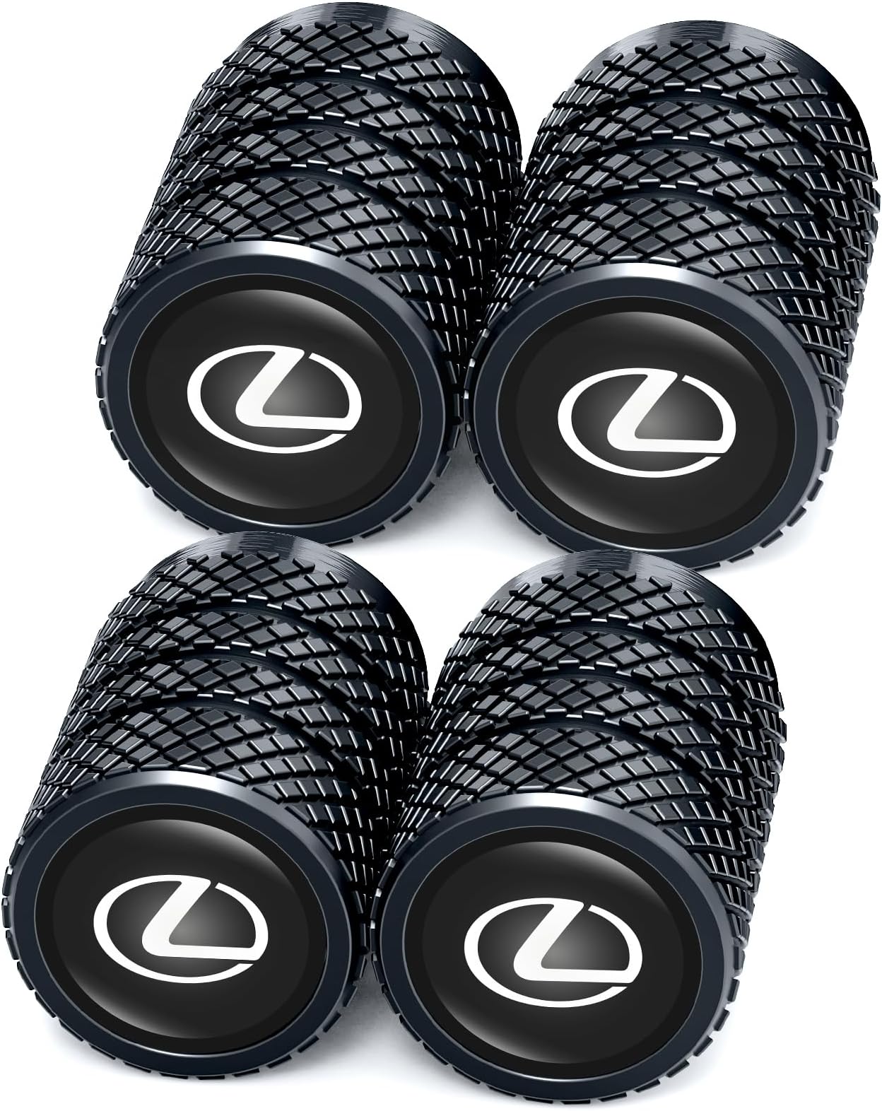 Tire Valve Caps, Valve Stem Caps for Lexus GS NX RX GX RC ES UX LX LS, Alloy Car Tire Caps for Corrosion Resistant Leak-Proof Car Accessories, Balck