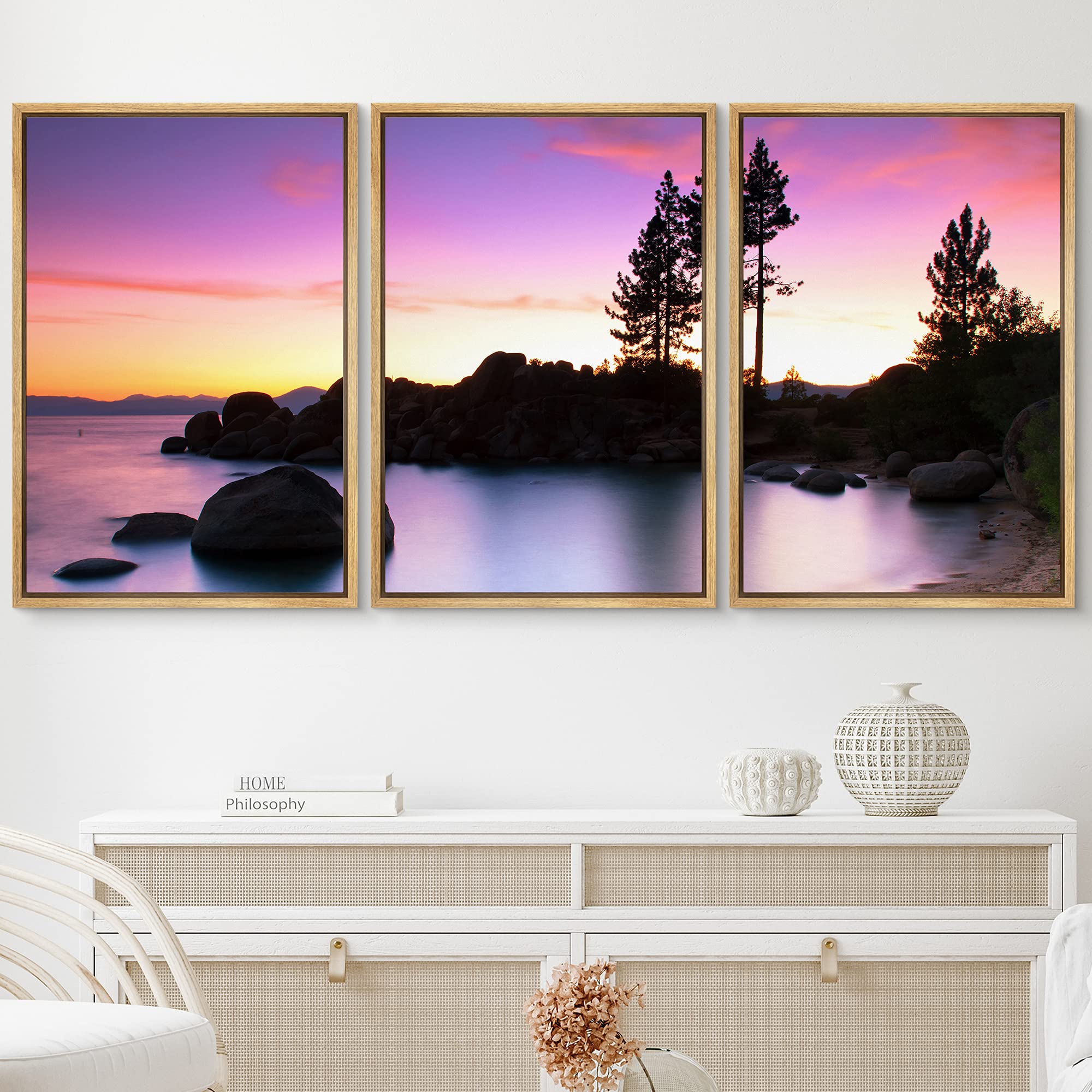 Amazon.co.jp: IDEA4WALL 3ピース フレーム付きキャンバスウォール