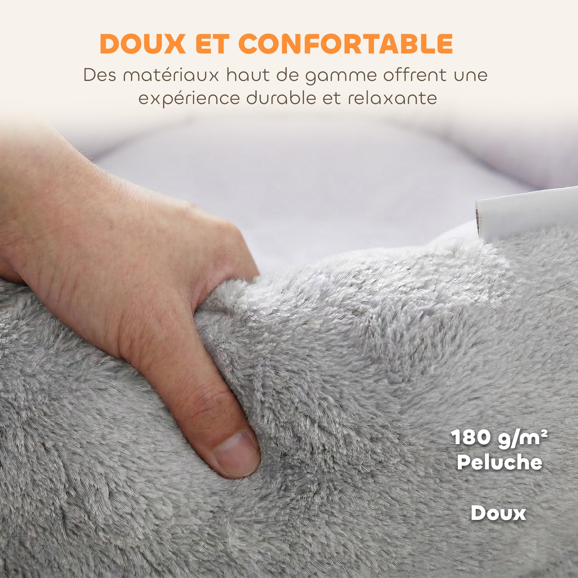 PawHut Lit pour Chat, Panier Réversible Rond Rebord 62x62x21cm Gris Clair | Panier pour Chats d'Intérieur et Petits Chiens