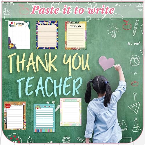 Miniatura 3 de Lincia 12 juegos de notas adhesivas para profesores, regalos de agradecimiento para profesores, con bolígrafo, bloc de notas forradas para