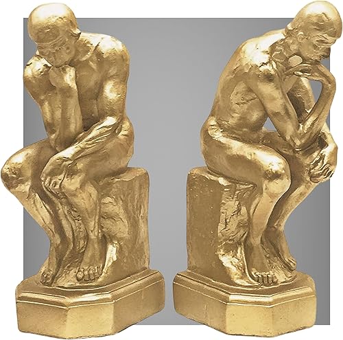 Miniatura 2 de Bellaa 25594 Thinker Sujetalibros de 9 pulgadas, grandes y únicos, para estantes, tapones, antideslizante, resistente, coleccionable, estatua de
