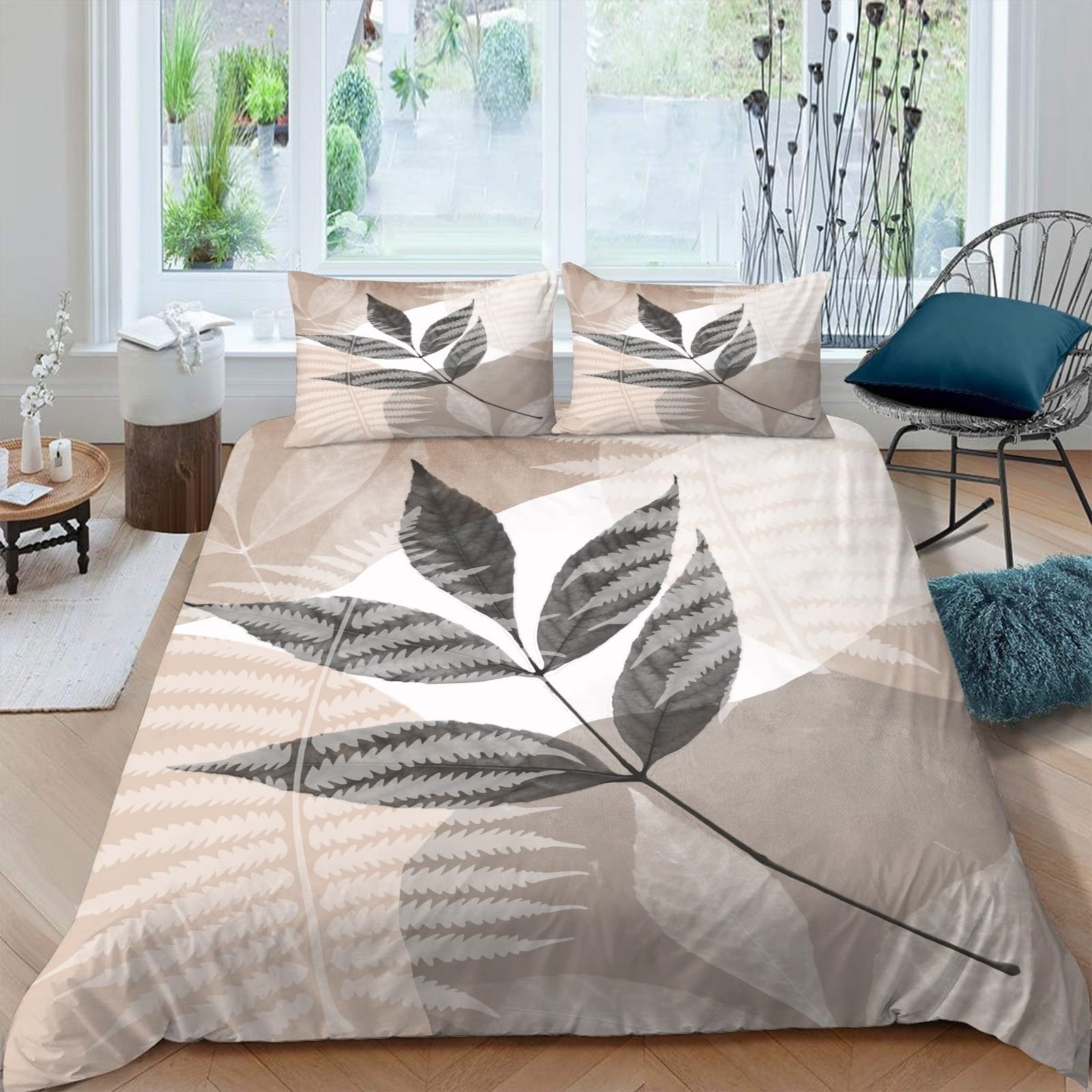 Zestaw pościeli ze wzorem, 200 x 220, pościel dwustronna i poszewka na poduszkę 80 x 80, miękka, przyjemna i oddychająca pościel z mikrofibry, z zamkiem błyskawicznym