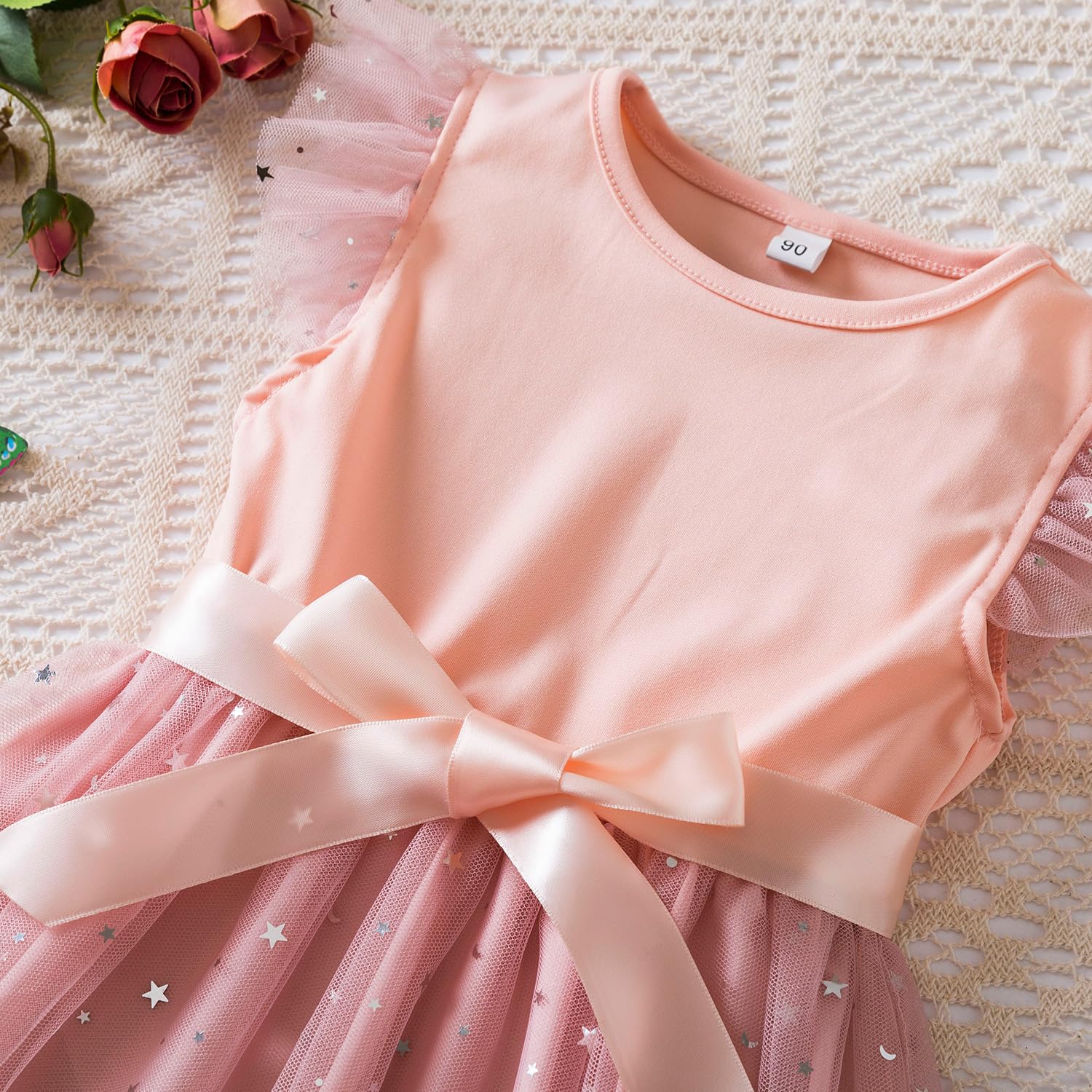 Robe Tutu à Volants Fleurie Ciel étoilé Petite Bébé Fille Robe de Princesse pour Les Fêtes D'été - 5