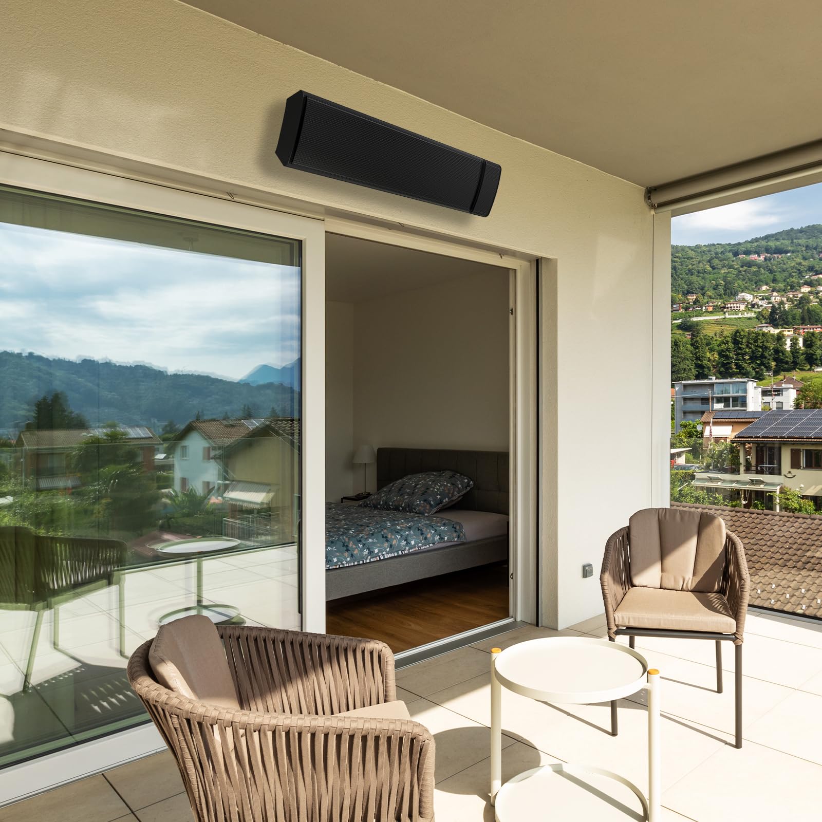 Radiador infrarrojo, 2800W, con termostato, calefacción eléctrica con control de aplicación WiFi, mando a distancia, para montaje en pared y techo, terraza y jardín