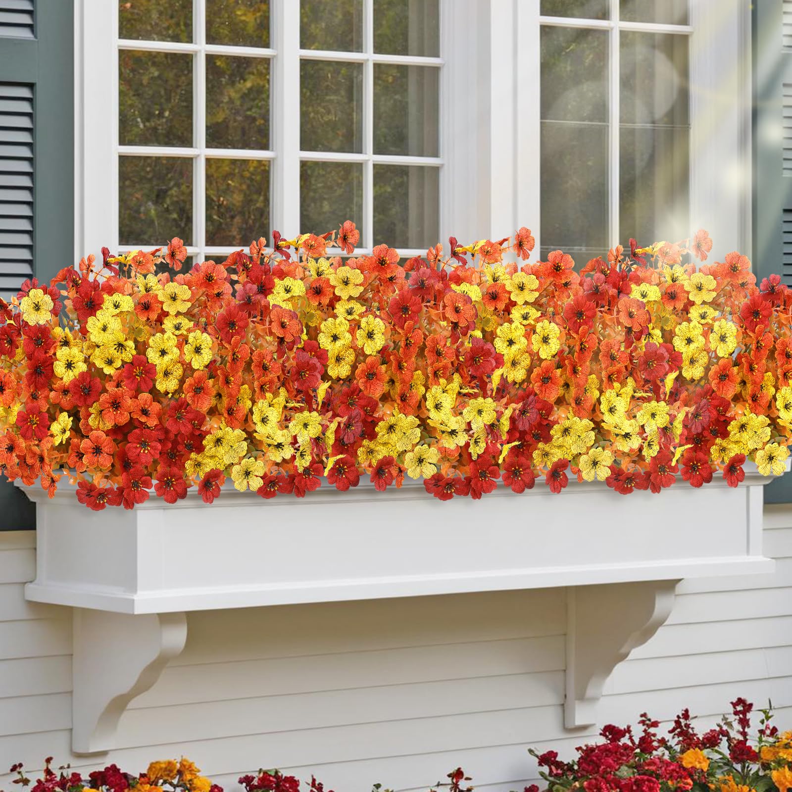 LOMOHOO Autumn Artificial Flowers 9 Bundles Orange Artificial Flowers Outdoor UV Resistant Autumn Decorations - Image 4