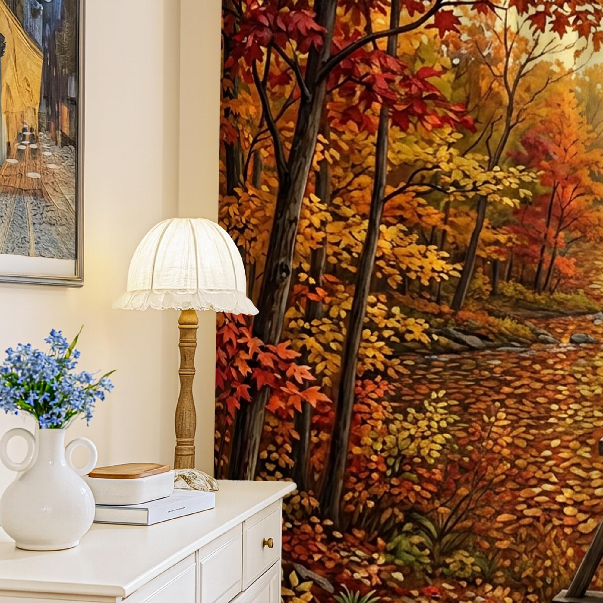 Rideaux occultants pour salon et cuisine design allée orange 132 x 213 cm