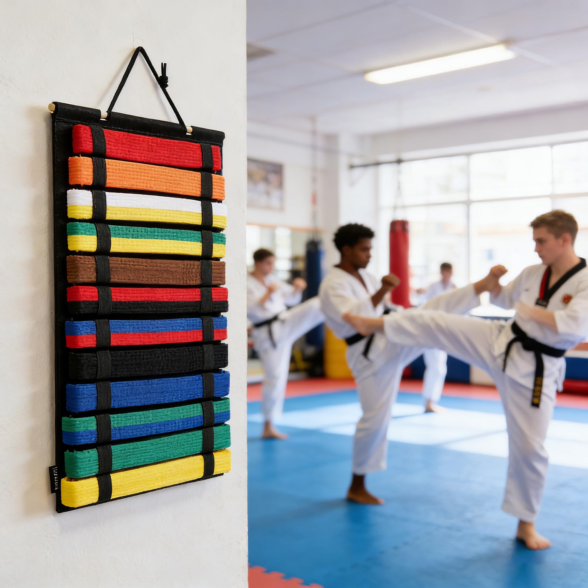Espositore Per Cintura Da Karate, Da Appendere Alla Parete, Espositore Per Cintura Per Taekwondo Con 12 Cinture, Attrezzatura Per Studenti e Appassionati Di Taekwondo (Senza Cinture)