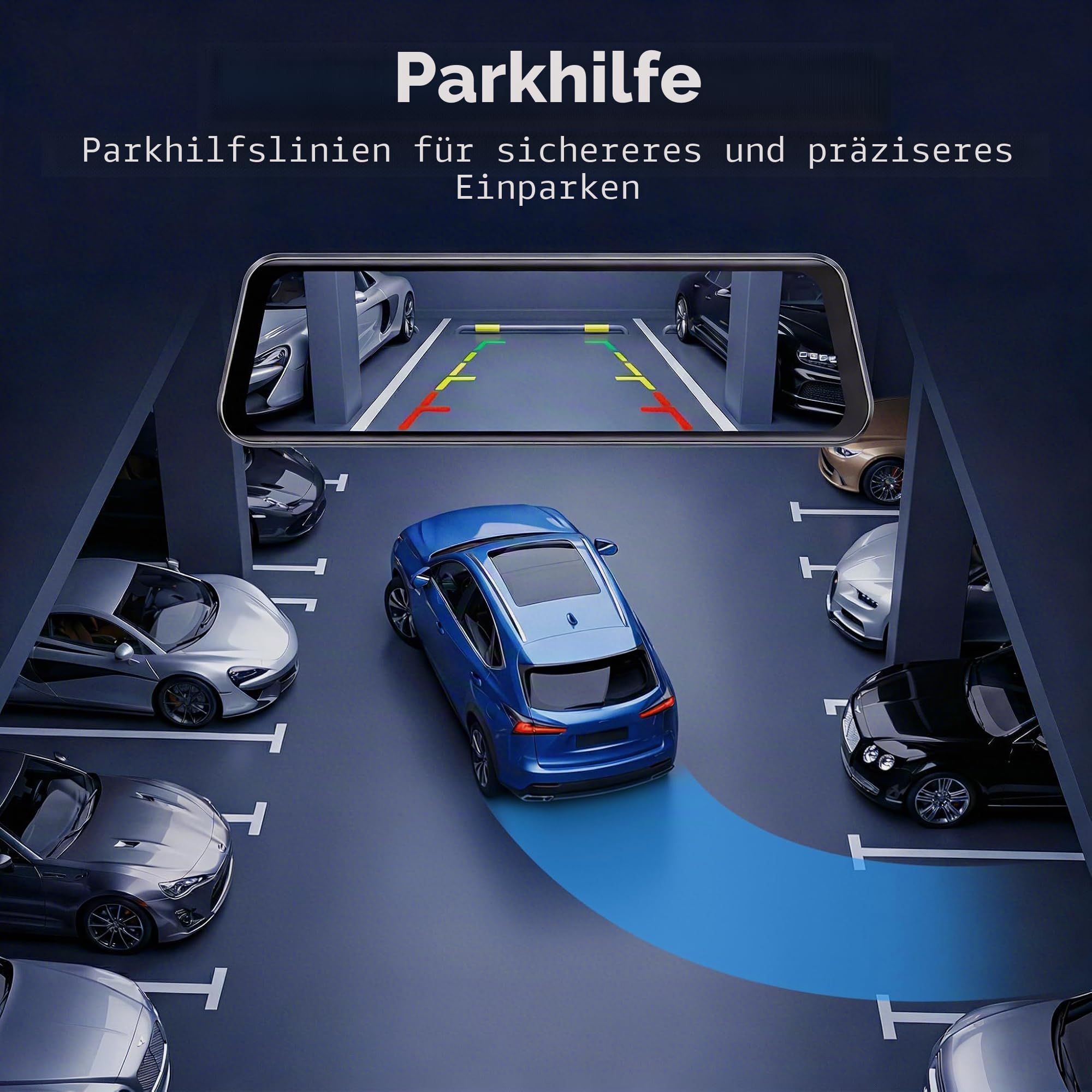 LD4K Max Spiegel-Dashcam 4K Frontkamera 1080p Rückkamera STARVIS 2 Sensor 5,8 GHz WLAN ADAS Sprachsteuerung Nachtsicht 128 GB Speicherkarte