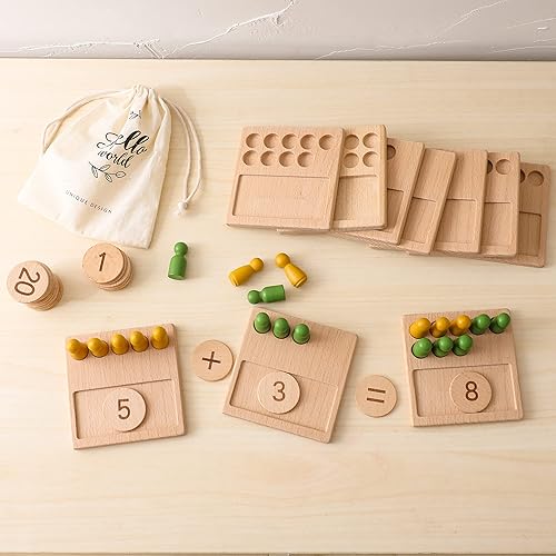 Ikubigu Tablero de clavijas de números de madera juguete Montessori para conteo de matemáticas herramientas de escritura para niños pequeños para