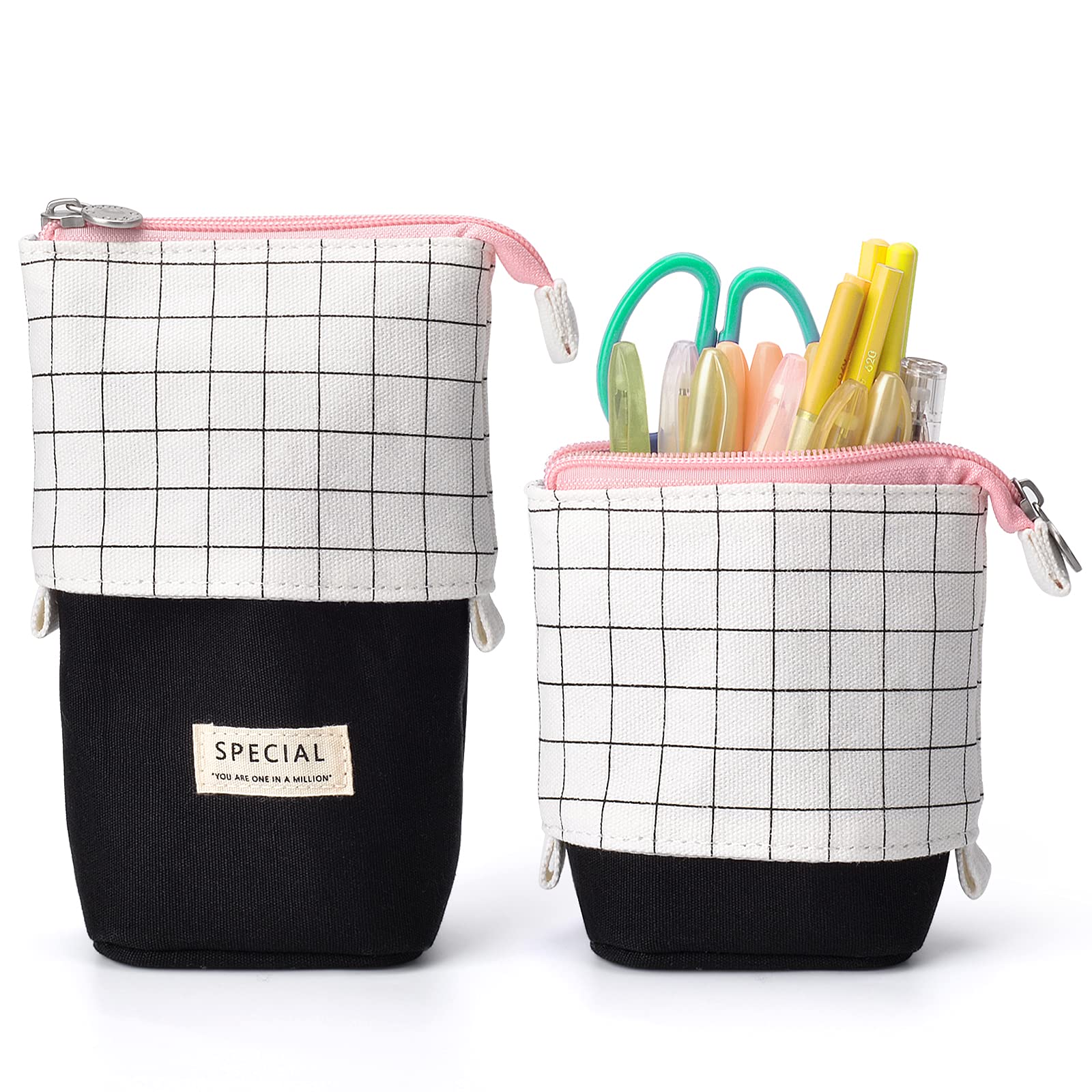 TOYESS Estuche Escolar Vertical para Niña, Telescópico Estuche Lapices para Regalo de Cumpleaños y Navidad, Enrejado