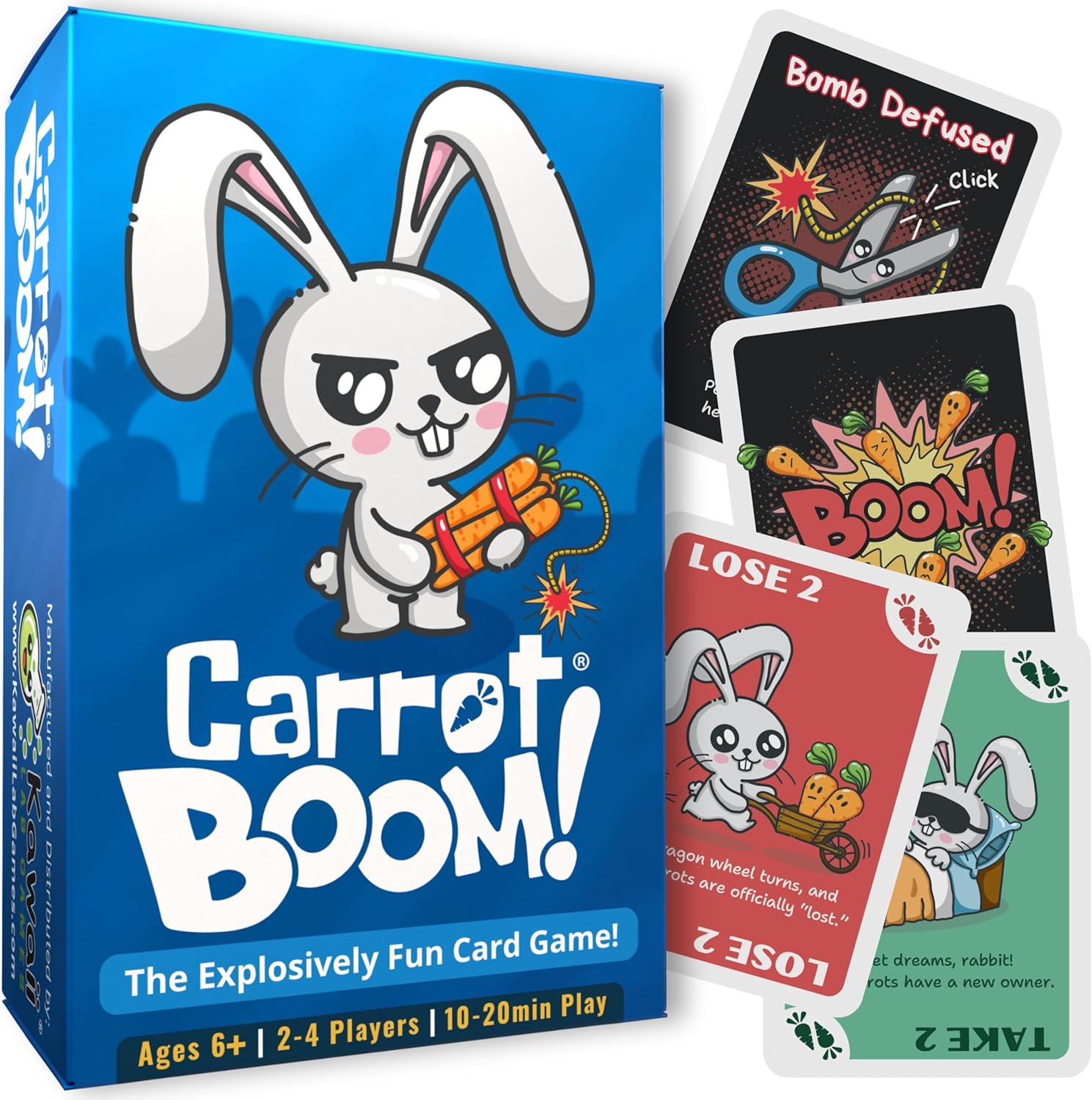 KAWAII LAB GAMES Carrot Boom Family Card Game for Kids, Teens & Adults | Quick & Easy Game Night Fun | Pure Luck, No Strategy | Ages 6+ | 2-4 Players | 10-15 Min