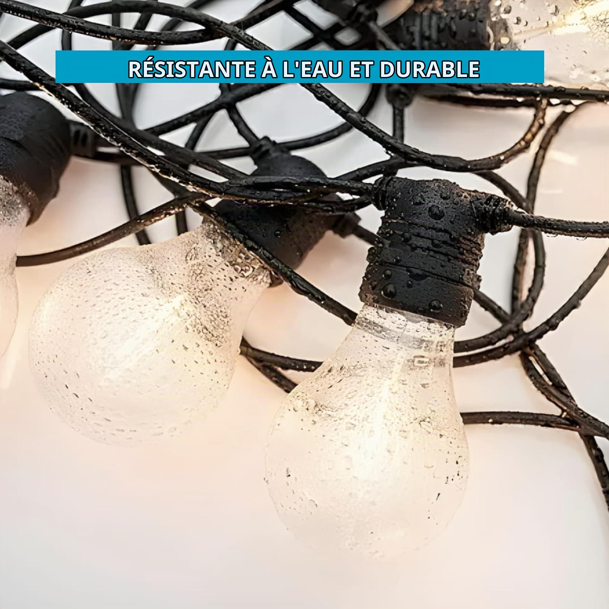 ALLEGRA-Guirlande lumineuse solaire & rechargeable d'extérieur 10 lumières LED Noir New Garden