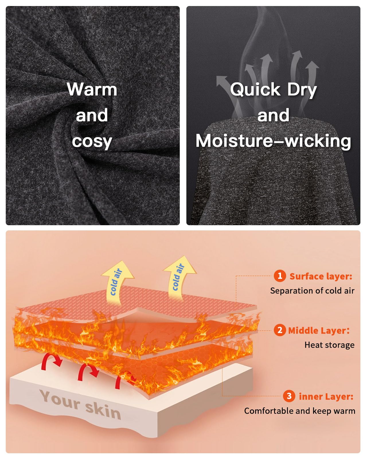 Soneven sous-vêtements Thermiques pour Enfants, Unisexe, Chaud en Polaire, t-Shirt de Sport pour Filles, t-Shirt à Manches Longues pour Enfants avec Trou pour Le Pouce pour l'hiver