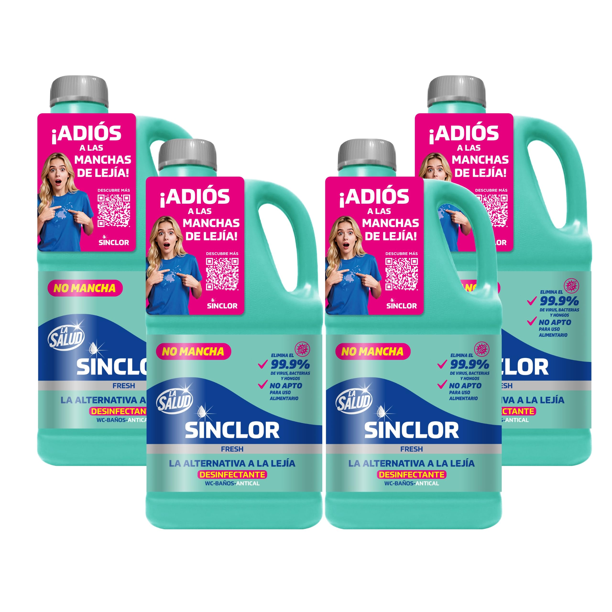 La Salud Sinclor Fresh 8L | Reiniger ohne Bleiche für WC, Bad und Kalkentferner | Alternative zu Bleiche | Fleckenfrei | 4 Einheiten