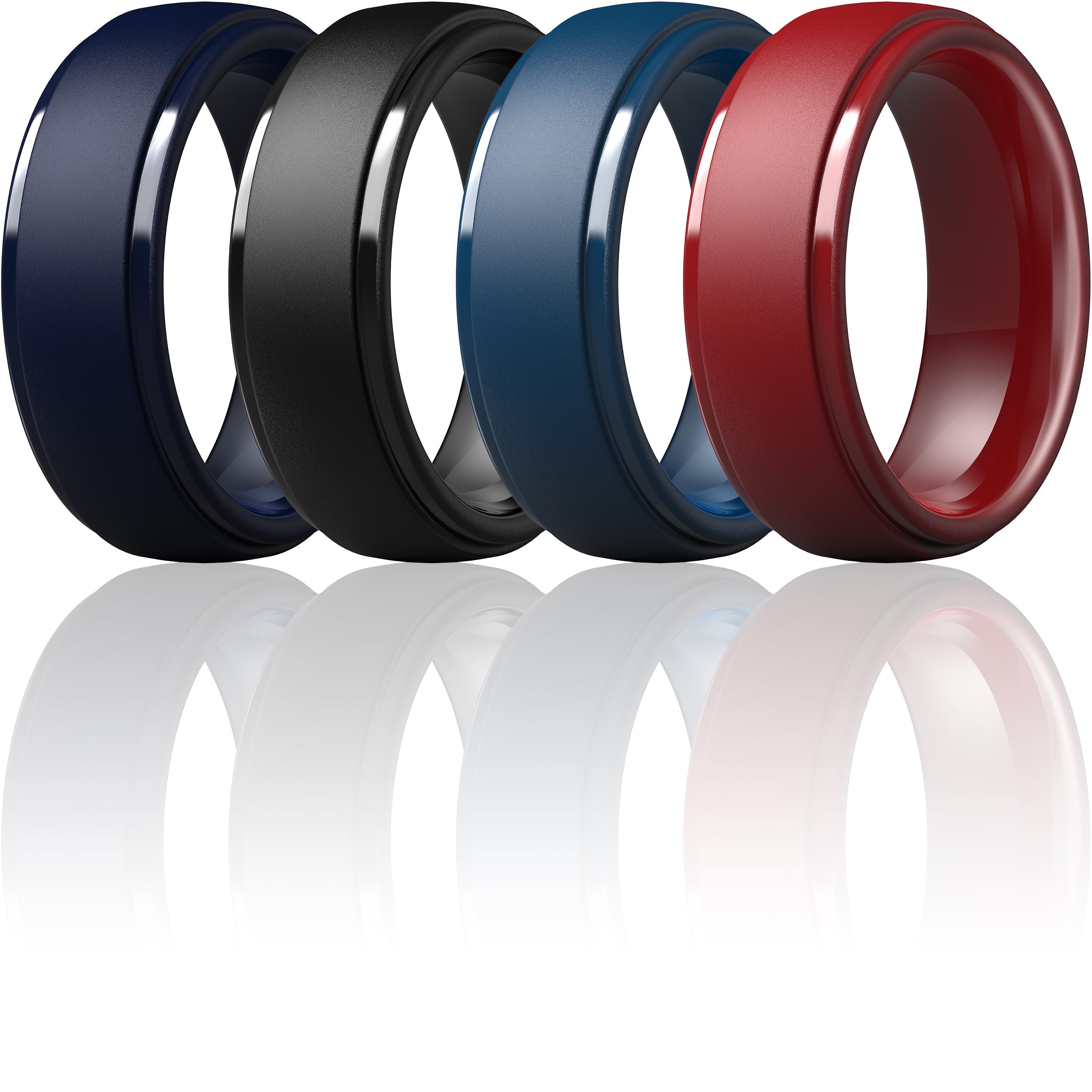 ThunderFit Silicone Men’s Wedding Rings, 10mm Wide 2.5mm Thick Rubber Wedding Bands-Variety Multipack 1-7