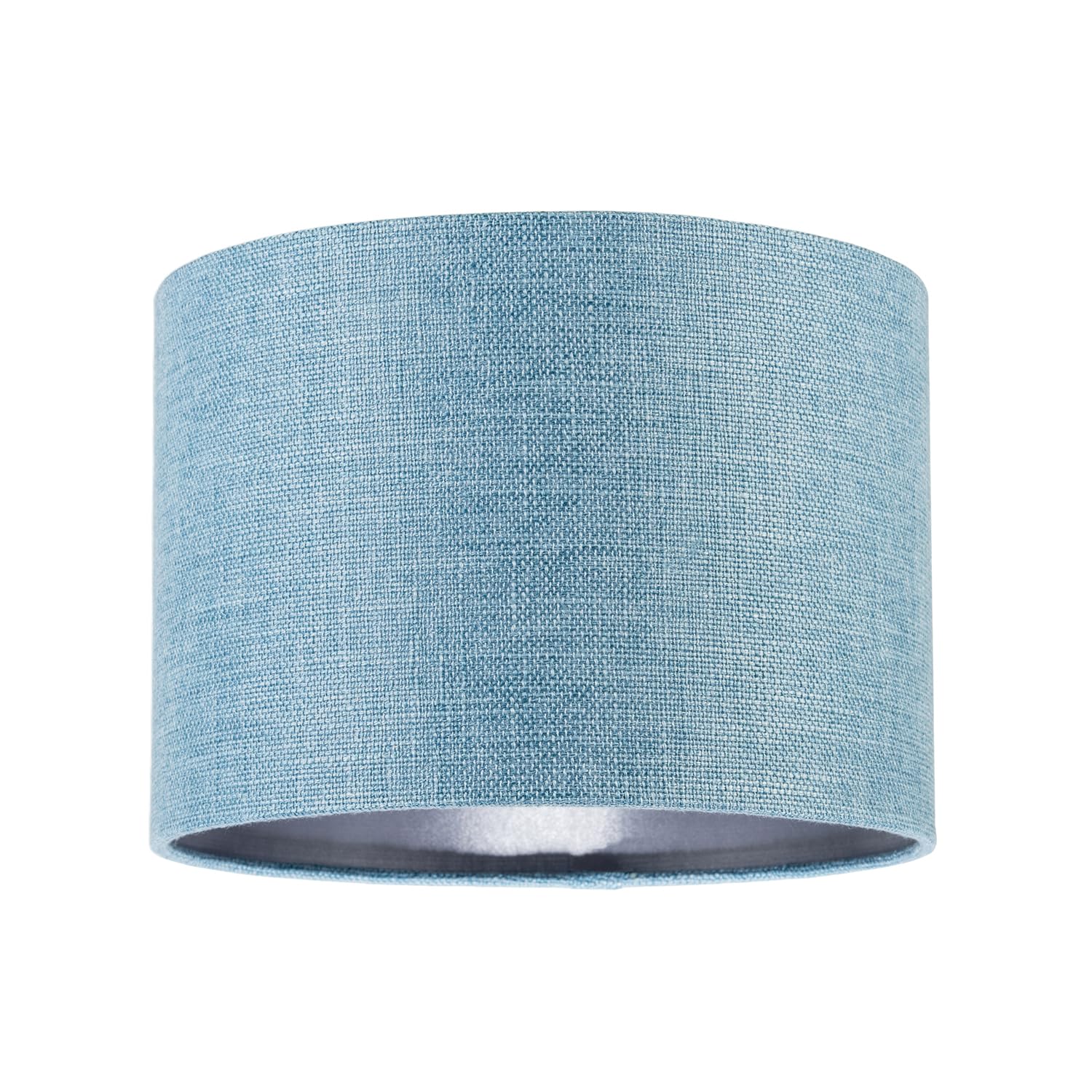 Happy Homewares Blue Contemporary And Sleek 10 Inch Nova Linen Fabric Drum Lamp Shade 11W Maximum | 25Cm Diameter | For Table Lamp Or Pendant By