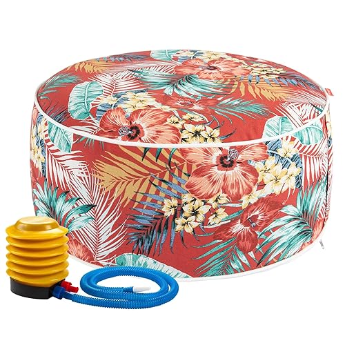 Outdoor/Indoor Inflatable Ottoman Pouf D20 xH9, All Weather Round Footstool