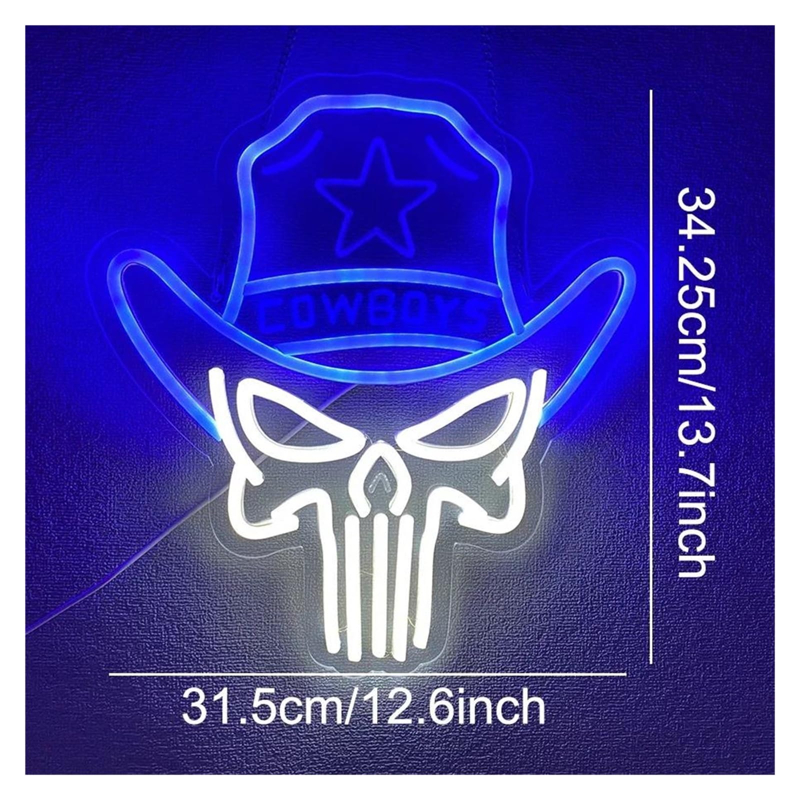 Luz de Diseño de Digital Cowboy Letrero De Neón Cráneo Luz Alimentado Por USB Para Esqueleto Habitación Para Adolescentes Fiesta Hip Hop Dormitorio Arte De La Pared 31.5cm×34.25cm