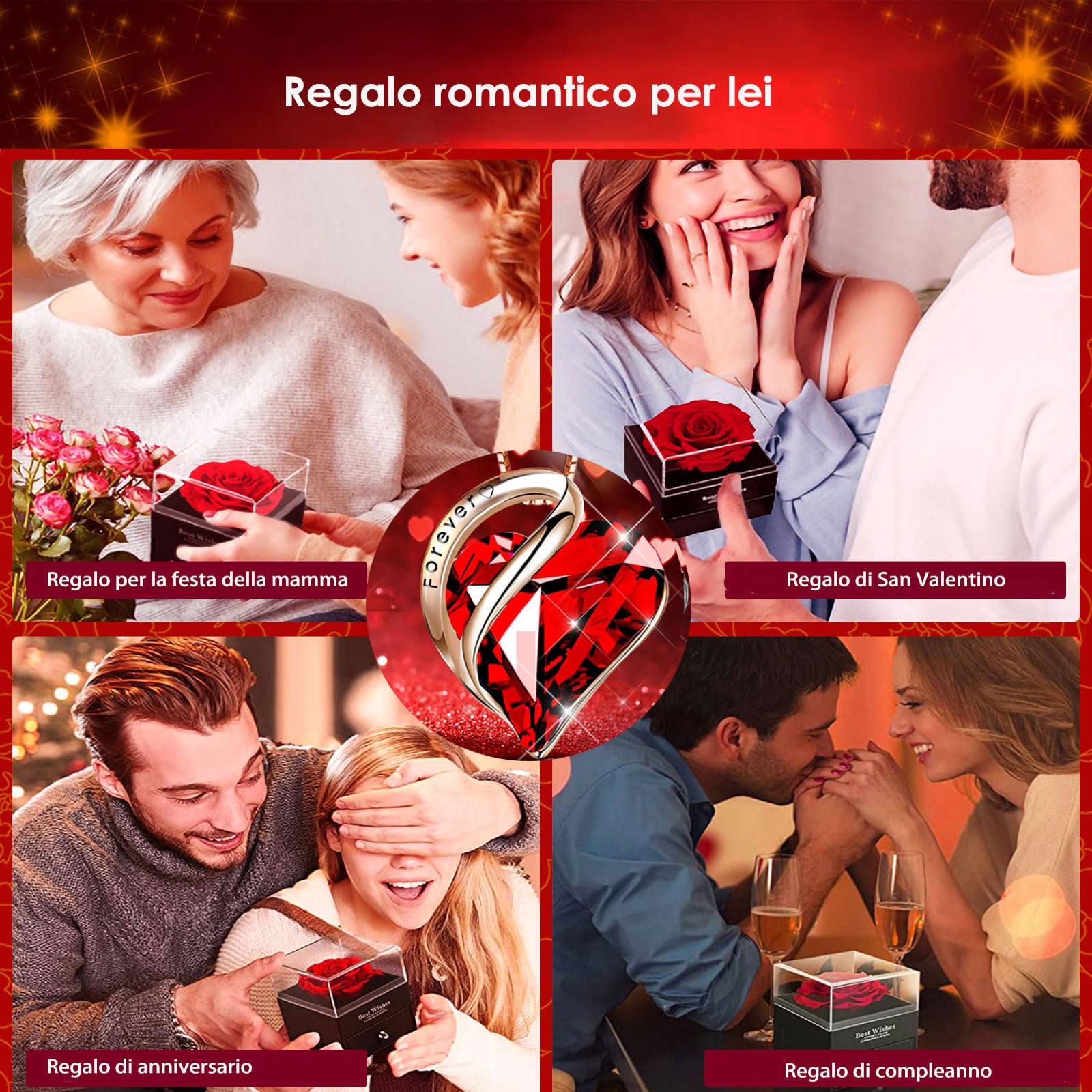 Scatola Rosa Stabilizzata,Rose Conservata, Rosa Eterna Vera,Natural Preservada Fiori Confezione Regalo per la Festa della Mamma,Natale,Compleanno,Anniversario,San Valentino per Fidanzata,Moglie