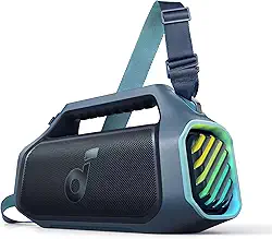Soundcore Boom 2 Plus da Anker Caixa de Som Portáteis Bluetooth Alto-falante Externo, 140W, 2+2 Canais, BassUp™ 2.0, 20H de Reprodução, Carregamento Rápido, IPX7, Luzes RGB, Power Bank, Azul