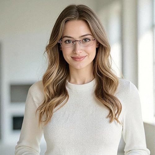 Miniatura 2 de Anteojos de lectura sin montura para mujer, sin marco, ligeros, para computadora con bisagras de resortebordes tintados