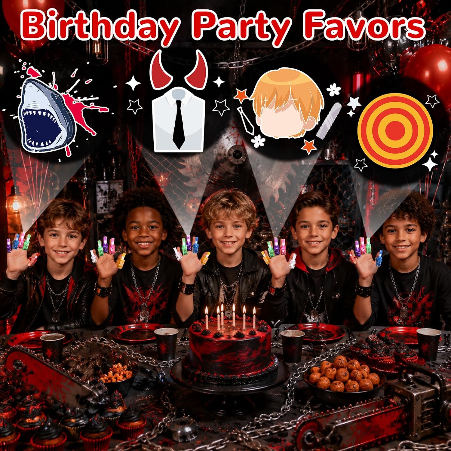 36 Pack Cartoon Anime Chainsaw Party Favors LED Finger Lights image 4
