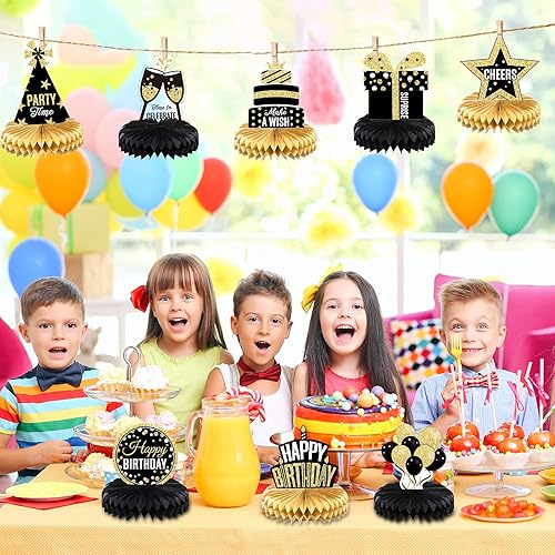 Miniatura 6 de 8 piezas de decoración de fiesta de feliz cumpleaños, centros de mesa de panal de abeja, decoración de mesa para recuerdos de fiesta, accesorios de